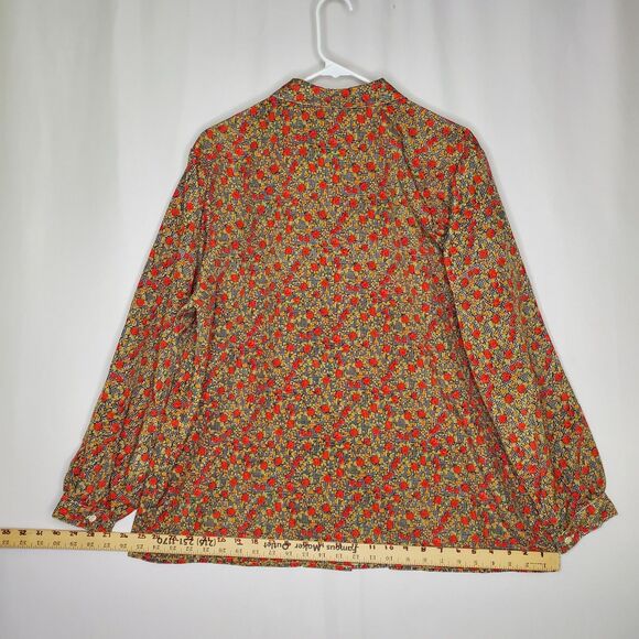 Impressions Button Top Women's 20W Red Ditsy Floral - Picture 2 of 12